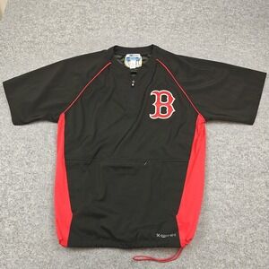 X-Grain Jacket Mens Medium Black‎ Red 1/4 Zip Short Sleeve Baseball Windbreaker